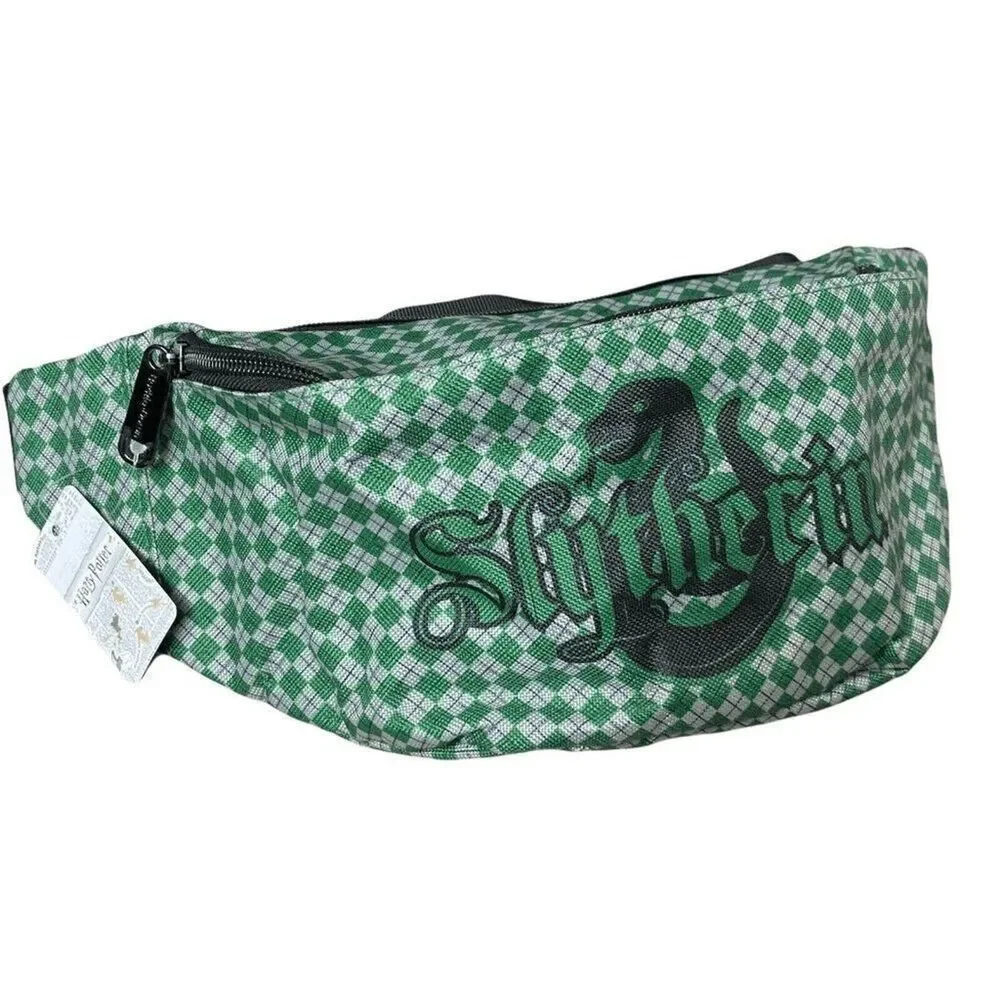 Harry‎ Potter Slytherin Fanny Pack Mens Waist Bag Green Checkered Logo Belt Bag